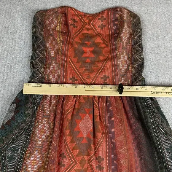 Arizona Jeans Aztec Tribal Print Strapless Dress Women's Size Large Short Cotton - Picture 12 of 14